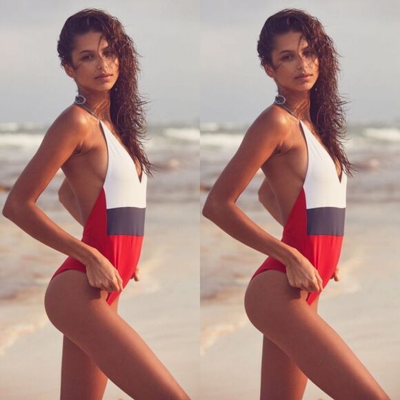 Urban Outfitters Tavik Chase Colorblock One-Piece - Picture 1 of 4
